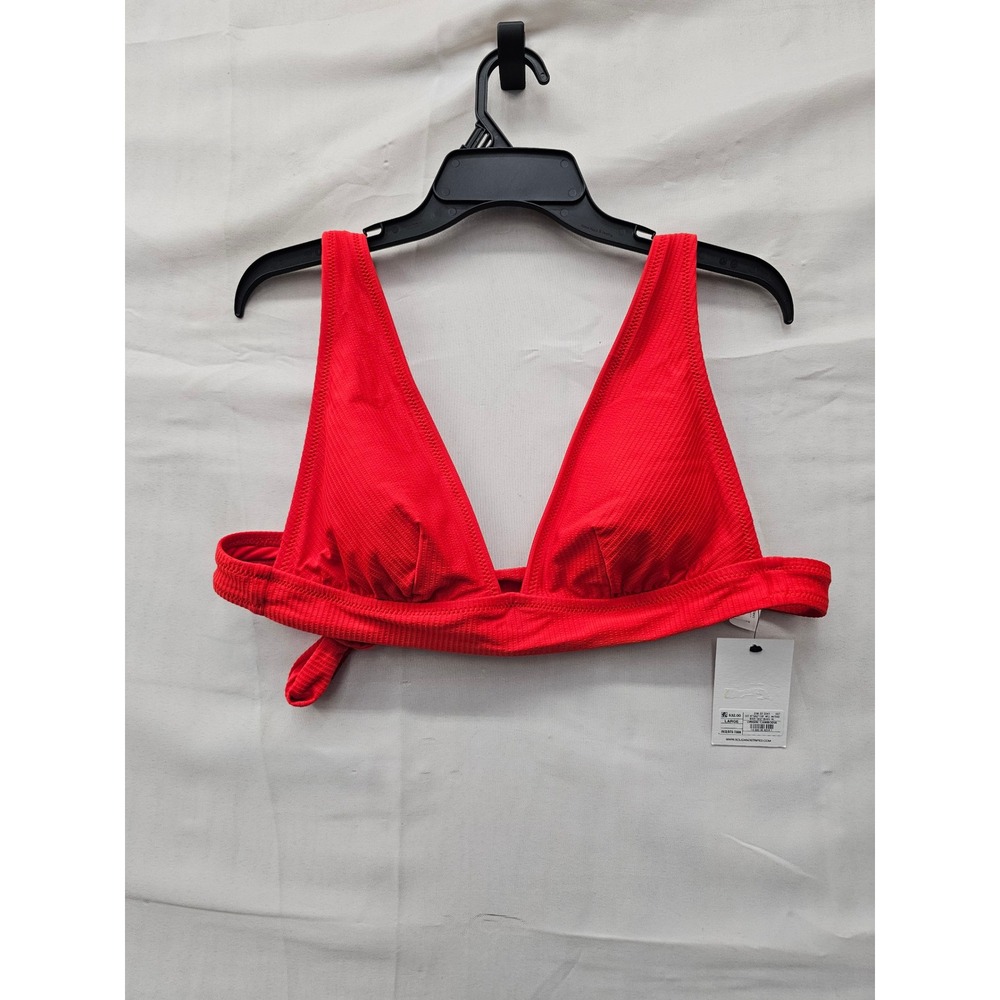 Solid & Striped Womens Ribbed Triangle Bikini Top Red Nylon Blend Size Large